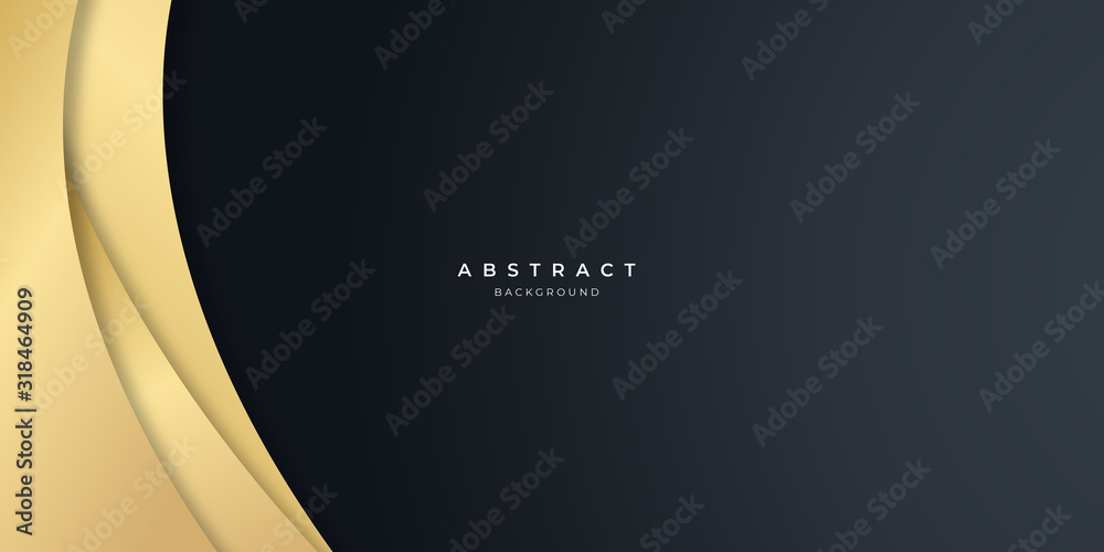 Obraz premium Black gold curve abstract background for presentation design.