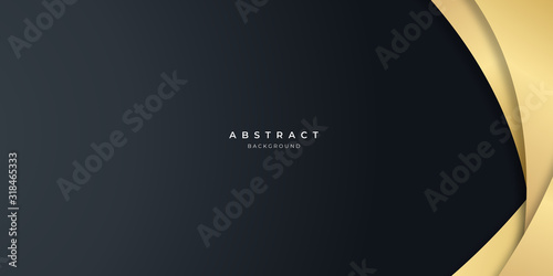 Black gold curve abstract background for presentation design.  