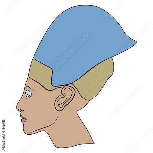 Head of ancient Egyptian pharaoh. Akhenaton or Nefertiti portrait.	