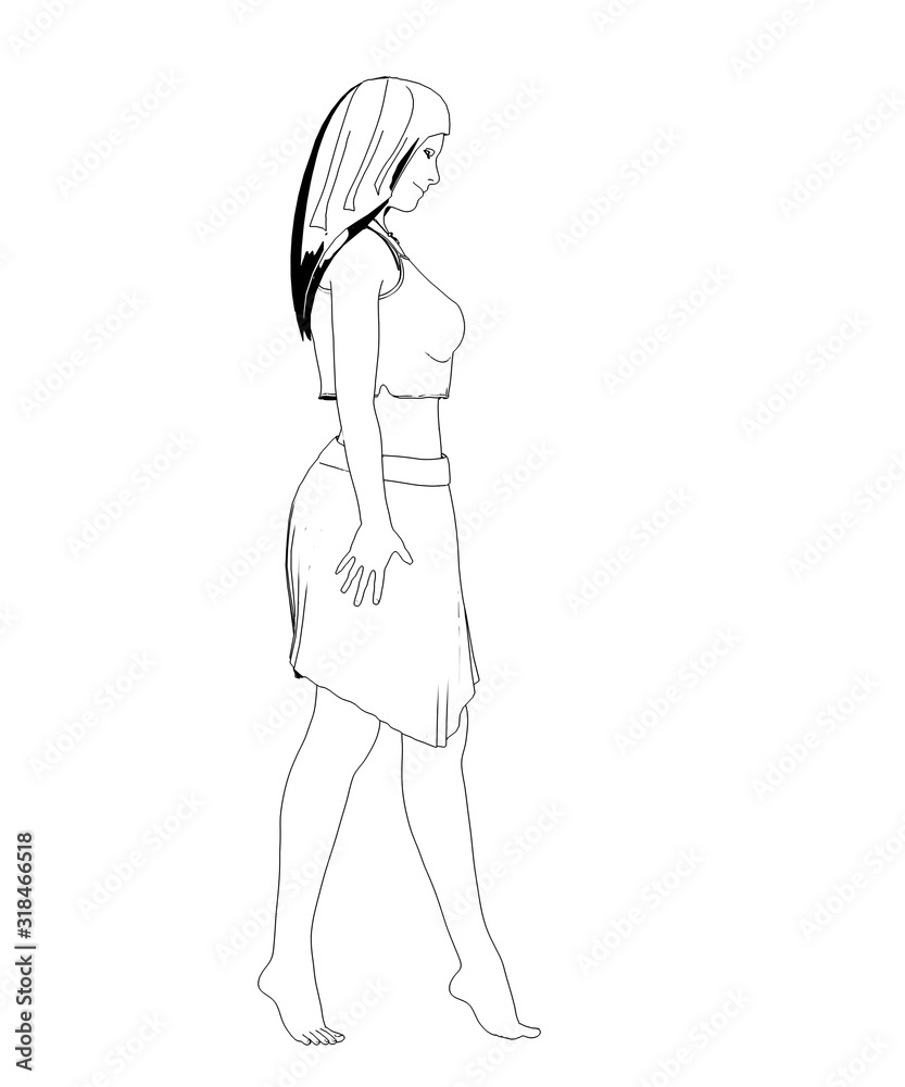 human contour visualization, 3D illustration, sketch, outline human contour visualization, 3D illustration, sketch, outline