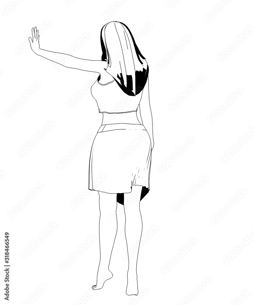 human contour visualization, 3D illustration, sketch, outline human contour visualization, 3D illustration, sketch, outline