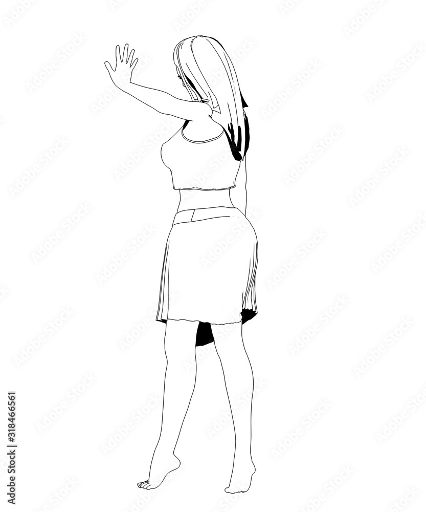 human contour visualization, 3D illustration, sketch, outline human contour visualization, 3D illustration, sketch, outline