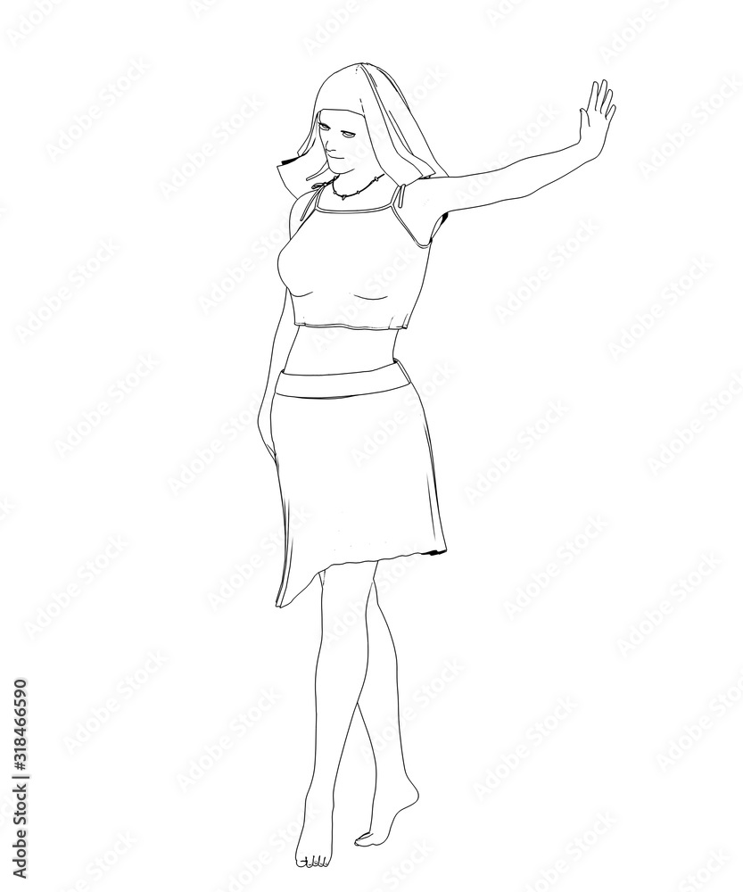 human contour visualization, 3D illustration, sketch, outline human contour visualization, 3D illustration, sketch, outline