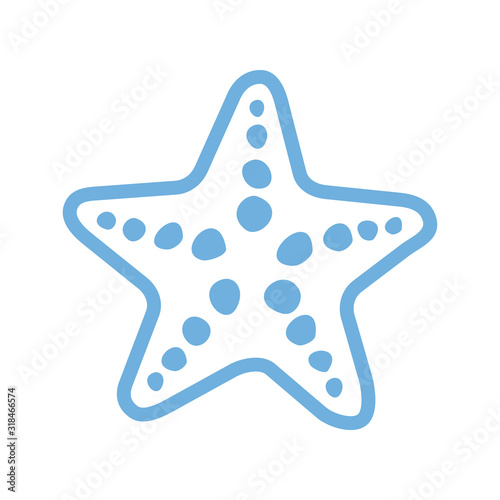 Sea starfish vector single icon, separate isolated illustration. Ocean and sea wild life. Underwater mollusk animal