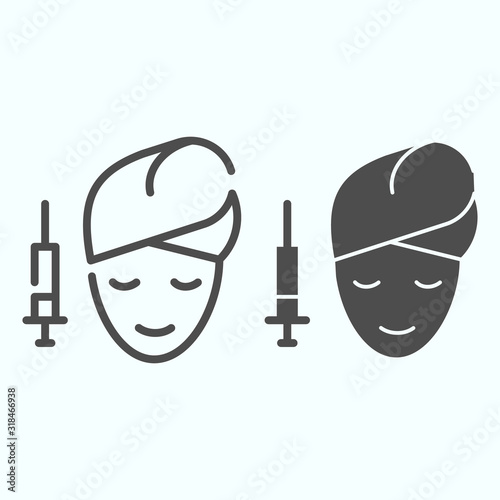 Face mesotherapy line and solid icon. Beauty procedure vector illustration isolated on white. Salon face procedure outline style design, designed for web and app. Eps 10.