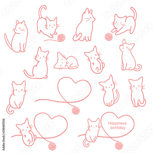Simple and cute cat illustration material,