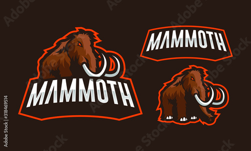 Mammoth mascot logo design for sport or e-sport logo isolated on dark background