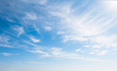 Blue sky with clouds over the horizon