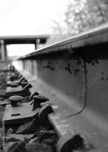 train tracks in sepia