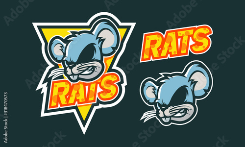 Rats mascot logo design for sport or e-sport logo isolated on dark background