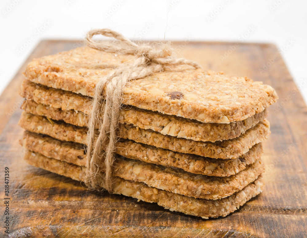 stack of crackers tied with twine