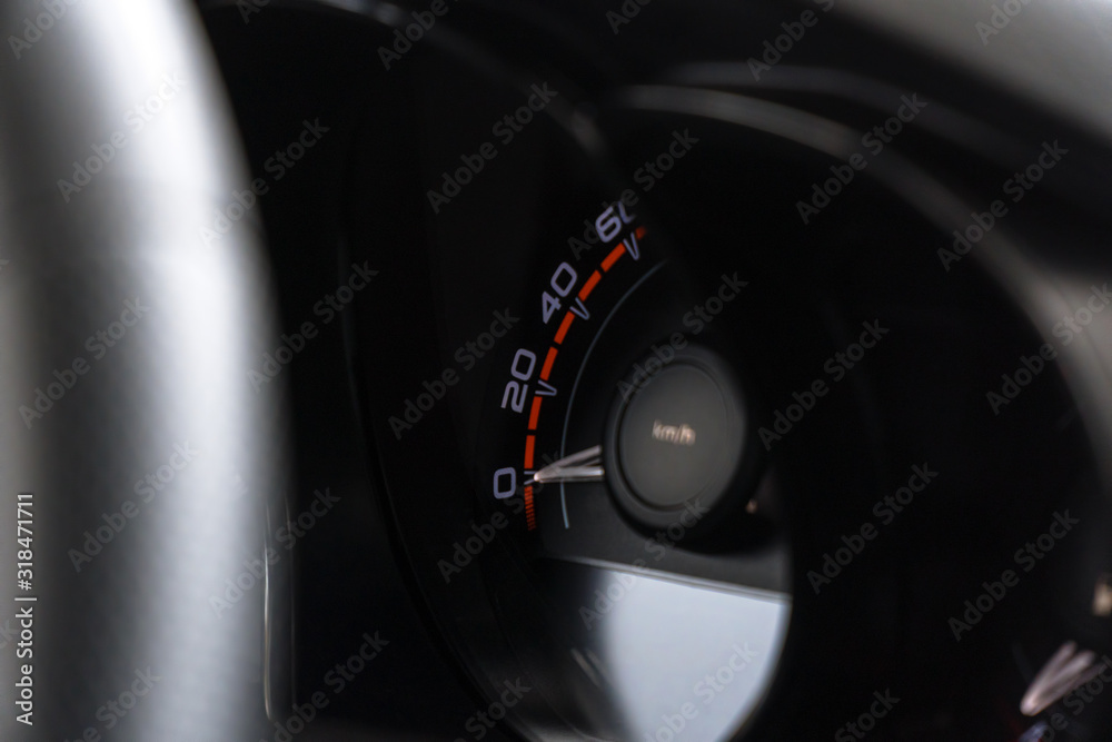 Dashboard and speedometer in the car. Selective focus Dashboard and speedometer in the car. Selective focus