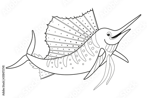 Children's coloring book fun Marlin fish or sailfish