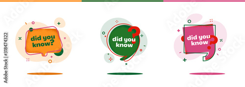 Banner Interesting fact template. label or sicker with phrase did you know. Helpful template for ask or quiz. Blue and pink and red question. Isolated
