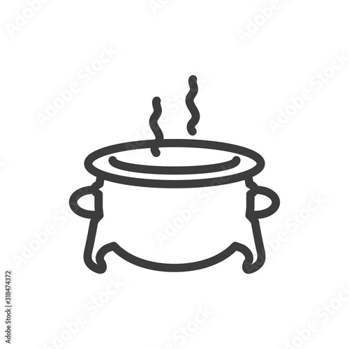 silhouette of cauldron bubbly on white background
