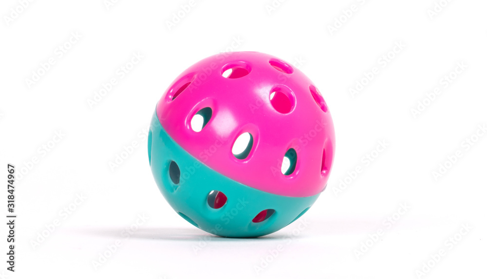 Cat colorful plastic toy ball isolated Cat colorful plastic toy ball isolated