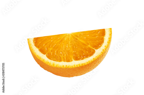 sweet juicy orange slice fruit top view isolated on white background