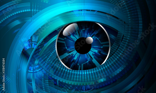 Blue eye cyber circuit future technology concept background