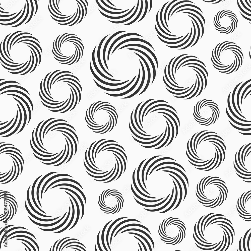 Obraz premium Abstract seamless pattern of repeating round ornaments isolated on white background.