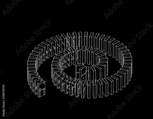 Spiral of dominoes. Isolate...