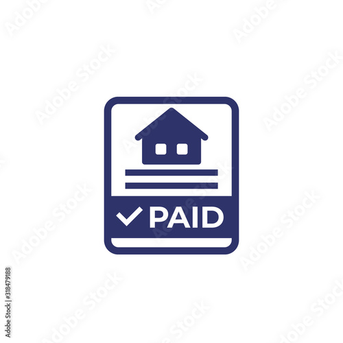house loan paid icon on white