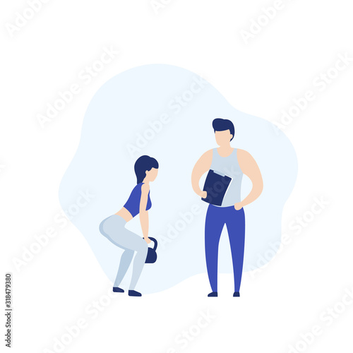 personal trainer and girl doing deadlift
