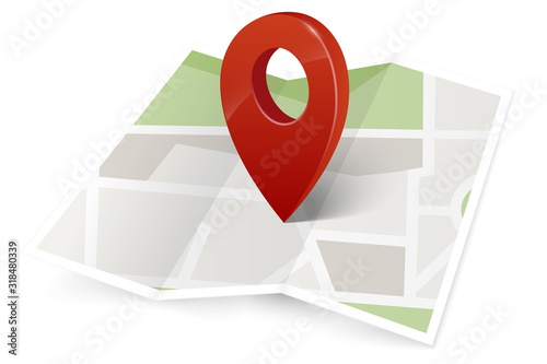 Free Download Abstract map and red map marker isolated on white background - GFXLoad