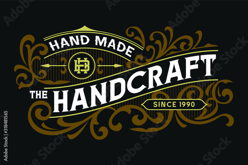 Victorian Badge Minimalist Luxury Hipster Label Design Vintage Traditional Ornament Suitable For Fashion And Apparel