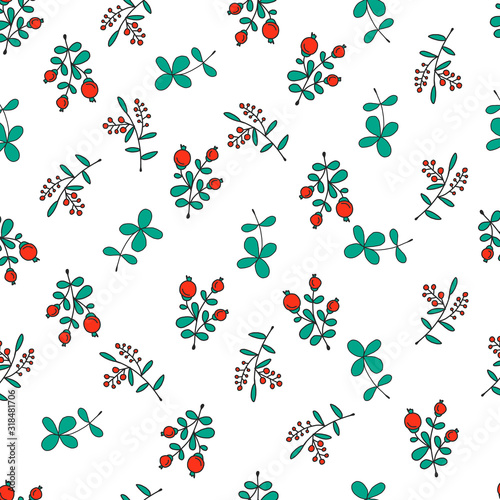 Seamless bright scandinavian floral pattern  vector illustration on white background