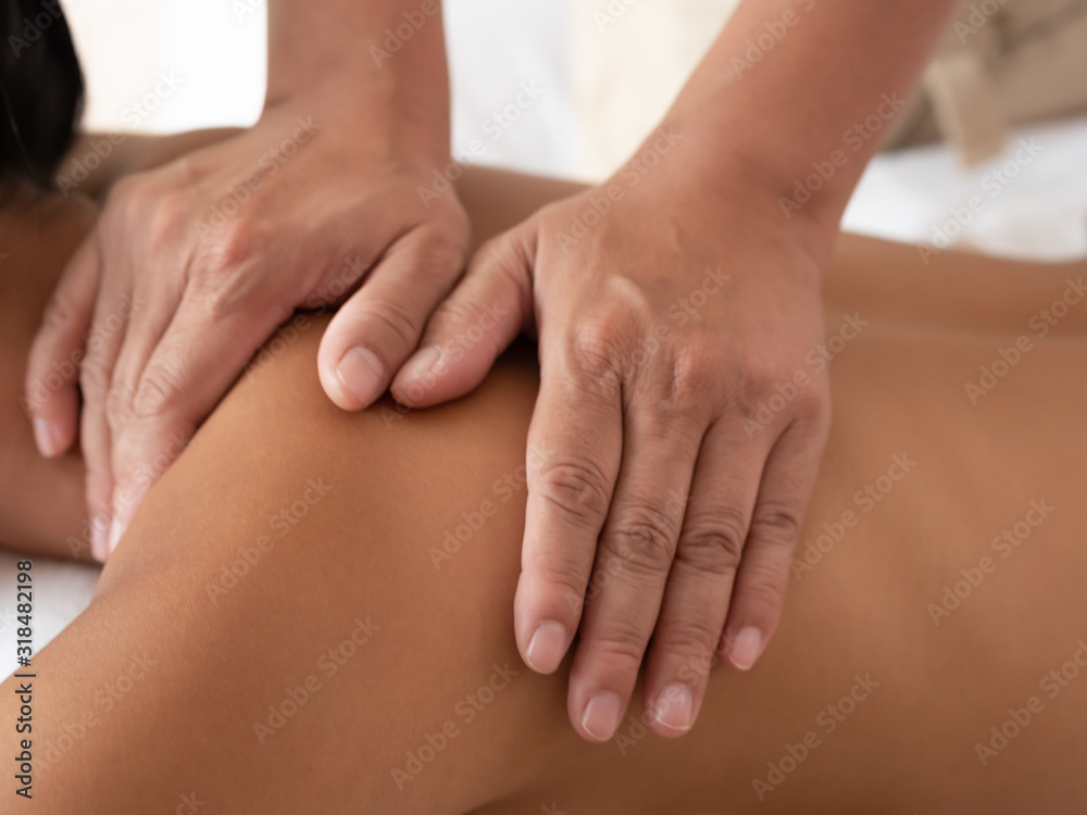 Close-up of hand masseuse in the Spa Salon. Thai massage for health. Close-up of hand masseuse in the Spa Salon. Thai massage for health.