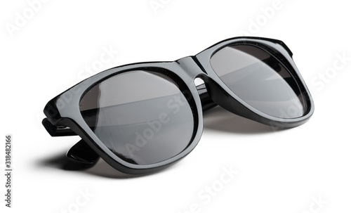 Unisex dark sunglasses isolated on white background