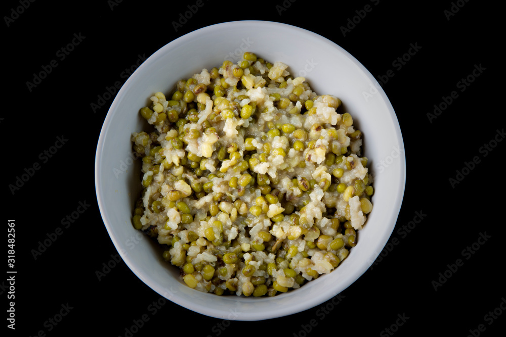 mung bean with white rice soup which is called Nokdujuk in Korea mung bean with white rice soup which is called Nokdujuk in Korea