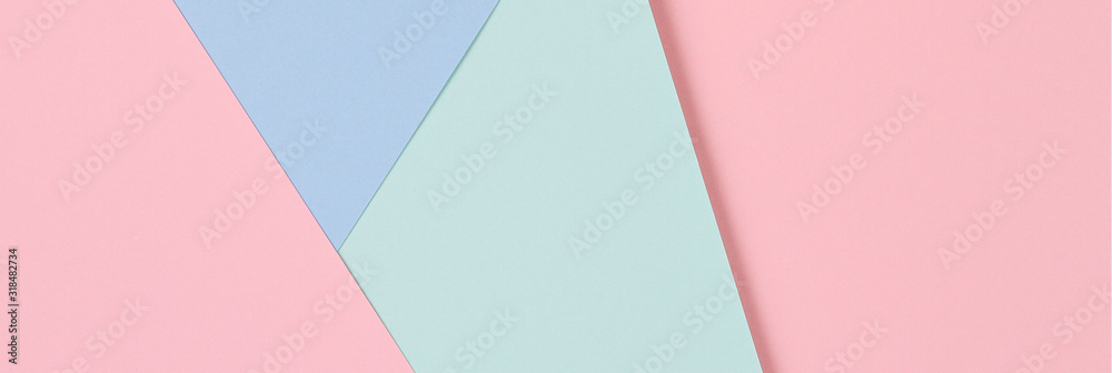 Abstract Pastel Colored Paper Texture Minimalism Background. Minimal  Geometric Shapes And Lines Composition. Blue, Orange, Pink Pastel Color  Paper Geometric Flat Lay Banner With Copy Space. Stock Photo, Picture and  Royalty Free