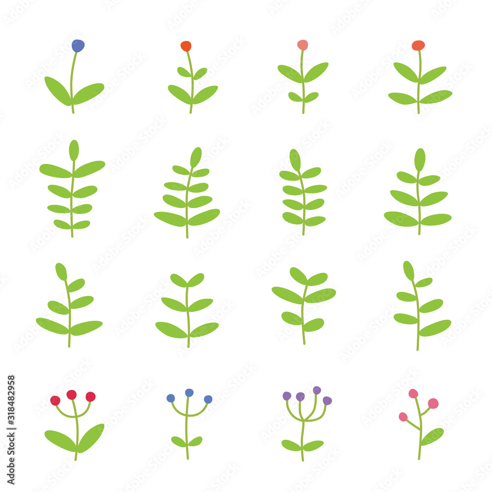 草花草北欧手描きアイコンstock Vector Adobe Stock
