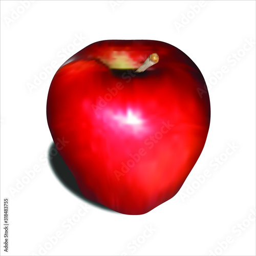 3 d vector image of an apple. Realistic image of a red apple. Red Apple. Red apple on a white background