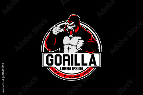 aggressive gorilla or silverback emblem logo vector template