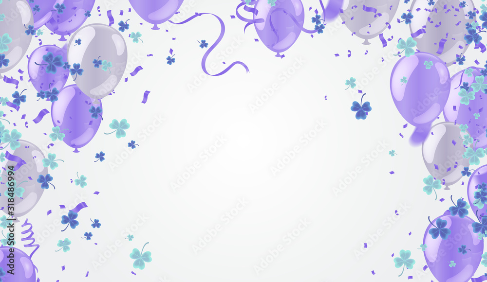 Happy party Birthday with balloons, streamer twisted ribbons. birthday carnival,