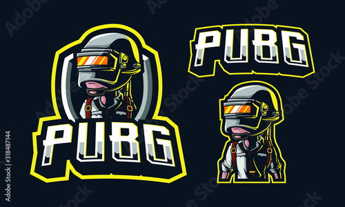 Pubg Character Mascot Logo Design With Extra Design Fit For Sport Of E Sport Logo Isolated On Dark Background Stock Vector Adobe Stock