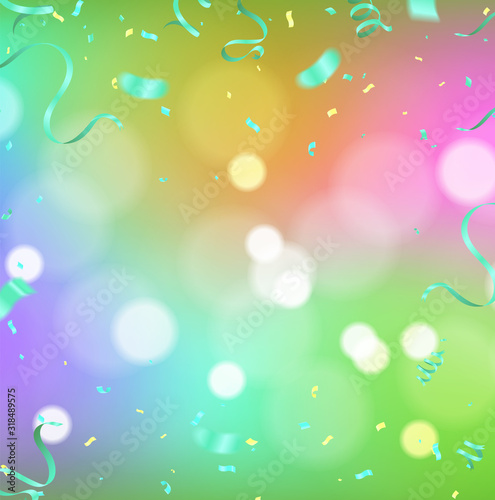 Colorful serpentine and confetti isolated on background. Vector illustration.