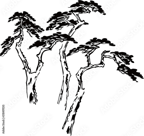 浮世絵　松　その11　白黒
