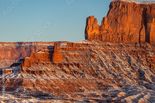 Morning Light on Snow Covered Mesa at Monument Valley Utah