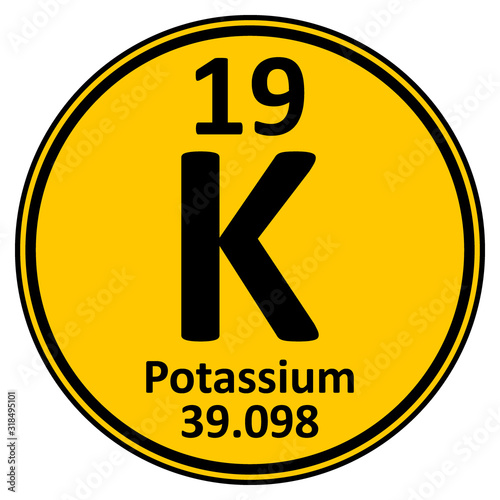 Periodic table element potassium icon.