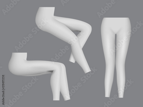Sport leggings. Woman tight clothes for legs fitness fashion vector realistic template. Illustration tights and leggings, pants design sport