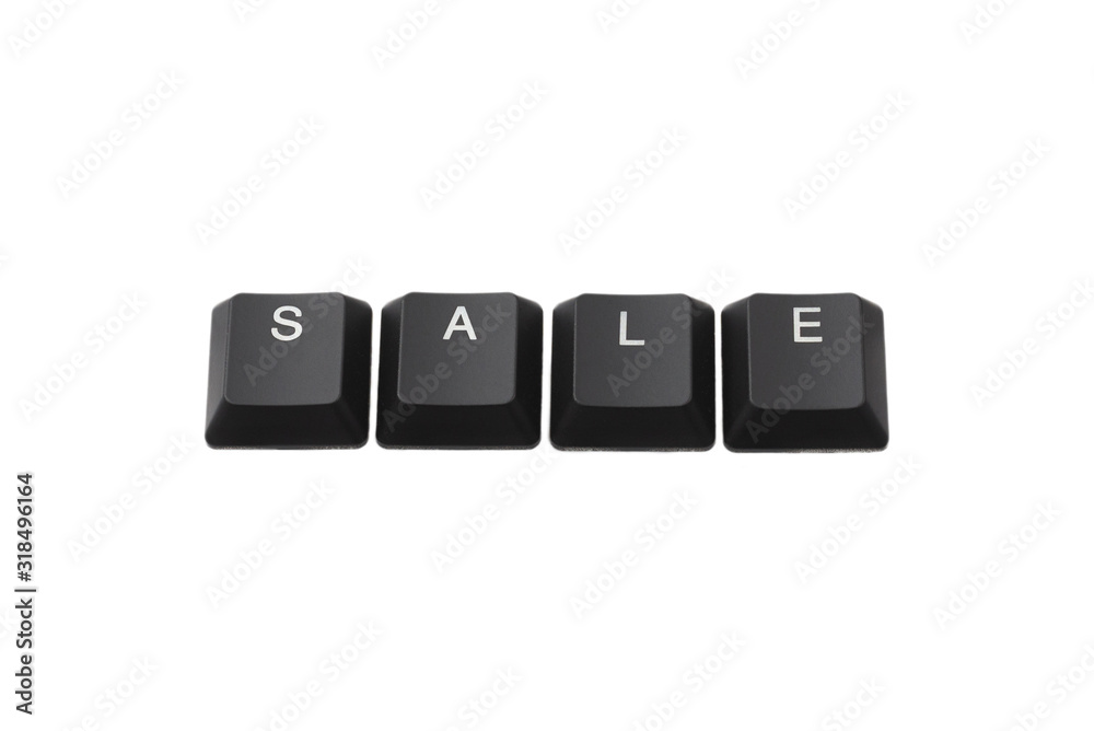 Word sale written on keyboard. Isolated on white. Word sale written on keyboard. Isolated on white.