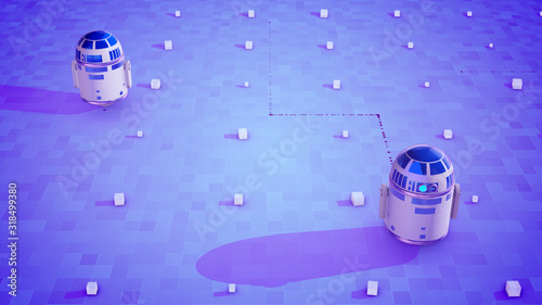 Abstract droid motion on the violet surface
