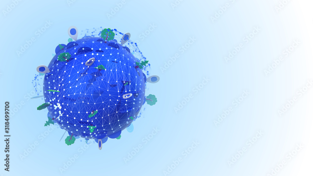 Circling sphere with geolocation points Circling sphere with geolocation points