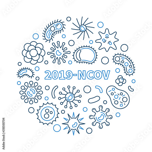 2019-NCOV vector concept blue creative round illustration in thin line style