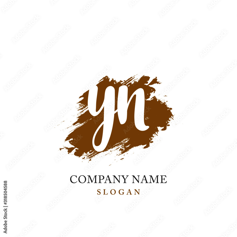 YN Initial handwriting logo vector	 - obrazy, fototapety, plakaty 