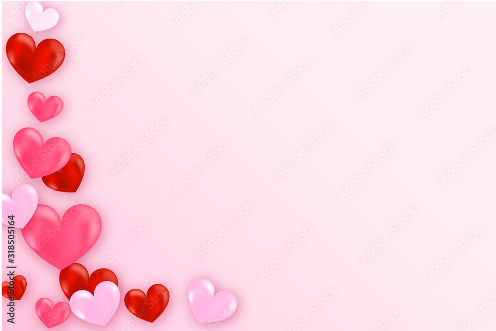 Heart flying on pink background. 
