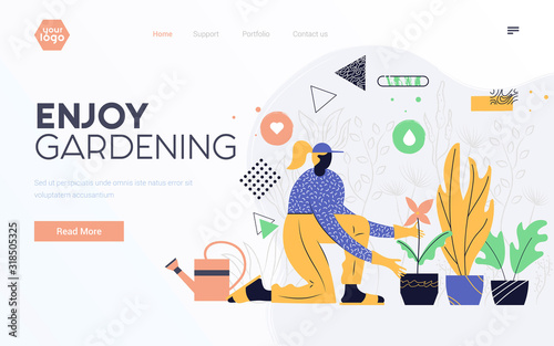 Flat Modern design Illustration of Enjoy Gardening
